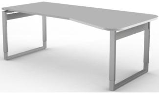Freiformtisch, 195x80 / 100cm, O-Fuß (Form 3), Lichtgrau / Silber