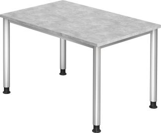 bümö® Schreibtisch H-Serie höhenverstellbar, Tischplatte 120 x 80 cm in Beton, Gestell in silber