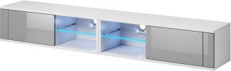 Domando Lowboard Arsizio M2 Modern für Wohnzimmer Breite 100cm, Hochglanzfront, LED Beleuchtung in blau, Weiß Matt und Grau Hochglanz