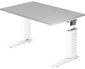 Schreibtisch US12 C-Fuß 120x80cm Grau Gestellfarbe: Weiß