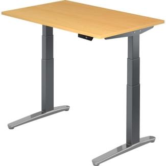 'XBHM12' Sitz-Steh-Schreibtisch elektrisch 120x80cm Buche Graphit, poliert