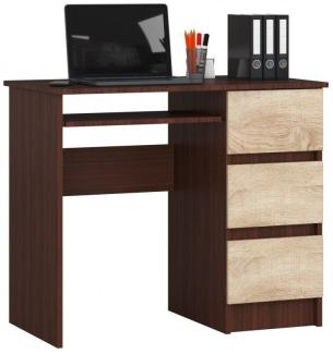 Schreibtisch Bürotisch Tisch A600 90x55x78 cm Wenge-Sonoma Ausführung Rechts