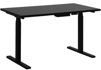 Schreibtisch elektrisch höhenverstellbar, Spanplatte Schwarz, 63-126 x 130 x 72 cm