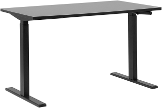 Schreibtisch manuell höhenverstellbar, Spanplatte Schwarz, 76-116 x 130 x 72 cm