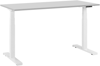 Schreibtisch elektrisch höhenverstellbar, Spanplatte Grau/ Weiß, 63-126 x 130 x 72 cm