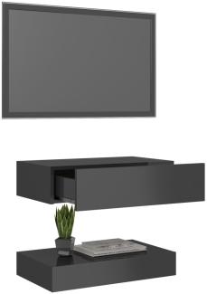 vidaXL TV-Schrank mit LED-Leuchten Hochglanz-Grau 60x35 cm