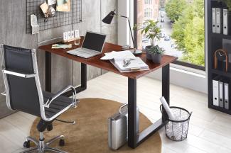 Schreibtisch Baumkante, Massivholz Akazie nussbaum/ schwarz, 77 x 120 x 80 cm