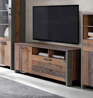 Lowboard TV-Schrank Fernsehtisch 142cm old wood vintage beton dunkelgrau Modern