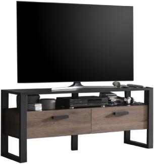 TV-Unterschrank Jami 150x63x43 Lowboard Schwarz-Okapi Nuss/Okapi Nuss 10131