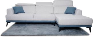 Sofa HWC-G44, Couch Ecksofa L-Form, Liegefläche Nosagfederung Taschenfederkern Teppich verstellbar ~ rechts, hellgrau