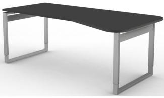 Freiformtisch, 195x80 / 100cm, O-Fuß (Form 3), Anthrazit / Silber