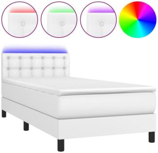 Boxspringbett mit Matratze & LED Stoff Weiß 80 x 200 cm