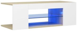 TV-Schrank mit LED-Leuchten Weiß Sonoma-Eiche 90x39x30 cm
