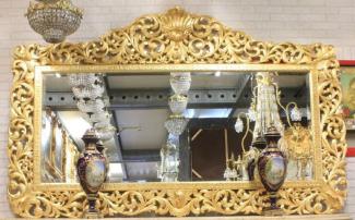 Casa Padrino Barock Spiegel Gold 210 x H. 150 cm - Riesiger handgefertigter Antik Stil Wandspiegel - Prunkvolle Barock Möbel