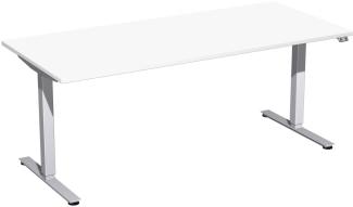Elektro-Hubtisch 'Smart', höhenverstellbar, 180x80x70-120cm, gerade, Weiß / Silber