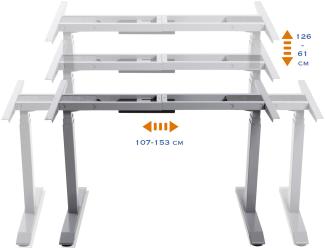Möbel-Eins OFFICE ONE elektrisch verstellbarer Schreibtisch / Stehtisch, Material Glasplatte 10 mm weiss 180x70 cm orange
