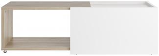 Couchtisch Beistelltisch ausziehbar ca. 126 x 38 x 50 cm SLIDE Weiß / Eiche Sonoma Sägerau Nb.