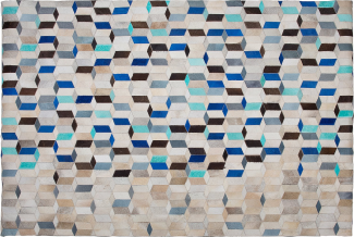 Teppich Leder beige-blau 140 x 200 cm Patchwork GIDIRLI