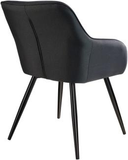 2er Set Stuhl Marilyn Leinenoptik, schwarze Stuhlbeine - schwarz