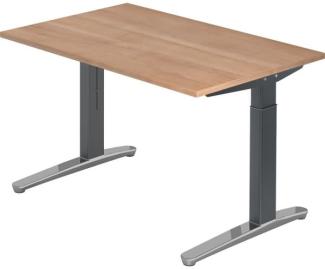 'XB12' Schreibtisch, C-Fuß, poliert, 120x80cm, Nussbaum / Graphit