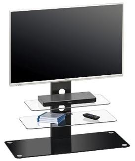 TV-Rack Weißglas - Schwarzglas ,Maße :900 x 950 x 400 mm Metall schwarz - Schwarzglas