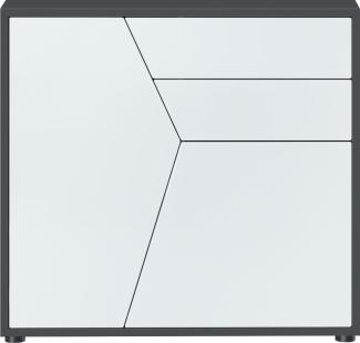 Vladon Sideboard Benny, Kommode mit 2 Türen und 2 Schubladen, Schwarz matt/Weiß matt (79 x 74 x 36 cm)