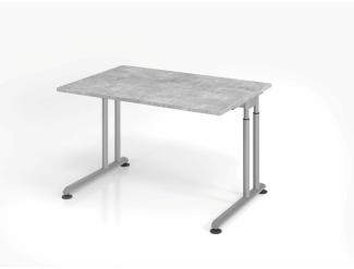 mcbuero. de Schreibtisch C-Fuß 120x80cm Beton/Silber