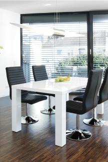Tisch mit Stühlen Essgruppe 5 tlg. 160x90 cm Weiß und Schwarz