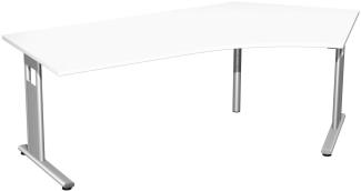 Schreibtisch 135° 'C Fuß Flex' rechts, 216x113cm, Weiß / Silber
