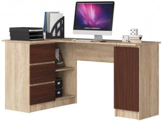 Eckschreibtisch Schreibtisch B200 155x85x77 cm Sonoma-Wenge Ausführung Links