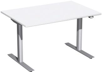 Elektro-Hubtisch 'Flex', höhenverstellbar, 120x80x68-116cm, gerade, Weiß / Silber