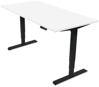 Desktopia Pro - Elektrisch höhenverstellbarer Schreibtisch / Ergonomischer Tisch mit Memory-Funktion, 5 Jahre Garantie - (Weiß, 160x80 cm, Gestell Schwarz)