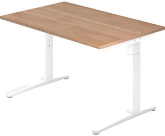 'XB12' Schreibtisch, C-Fuß, 120x80cm, Nussbaum / Weiß