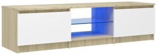 vidaXL TV-Schrank mit LED-Leuchten Weiß Sonoma-Eiche 140x40x35,5 cm