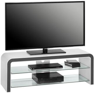 TV Board Artemis, 1200 x 440 x 400 mm, Metall dunkelgrau - weiß Hochglanz