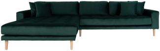 Lido Chaiselongue Sofa links Velour + 4 Kissen grün Couch Garnitur Wohnzimmer