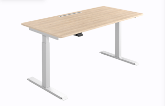 Die Moderne - Elektrisch höhenverstellbarer Schreibtisch (MO Five & 160 x 80 cm Tischplatte Eiche)