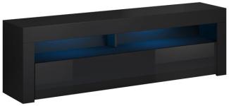 Lowboard "Mex" TV-Unterschrank 160 cm schwarz Hochglanz inklusive LED