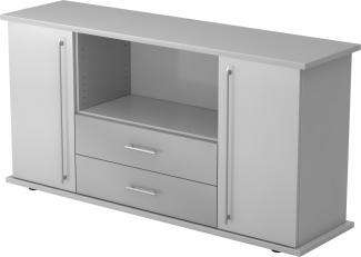 bümö® Sideboard mit Türen, Schubladen und Relinggriffen in grau