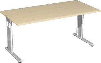 'C-Fuß Flex' Schreibtisch, Ahorn/ Silber, 72 x 160 x 80 cm