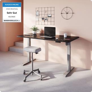 Höhenverstellbarer Schreibtisch (160 x 80 cm) - Sitz- & Stehpult mit Ladebuchsen - Schreibtisch Höhenverstellbar Elektrisch Touchscreen & Stahlfüßen - Schreibtisch Höhenverstellbar von Desktronic