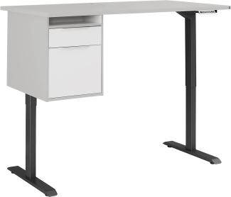 Schreibtisch "5516" aus Spanplatte / Metall in Metall anthrazit - platingrau mit einer Schublade und einer Tür. Abmessungen (BxHxT) 150x120x80 cm