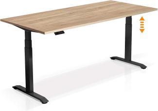 Möbel-Eins OFFICE ONE elektrisch höhenverstellbarer Schreibtisch / Stehtisch, Material Dekorspanplatte schwarz Eiche sonomafarbig 120 x 80 cm