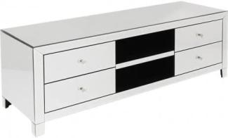 Kare Design TV Board Luxury 140 cm, verspiegeltes TV Board mit 4 Schubladen und 2 Ablagefächern, Silber, edles Möbelstück für den Wohnbereich, weitere Ausführungen erhältlich, (H/B/T) 50 x140 x 45 cm