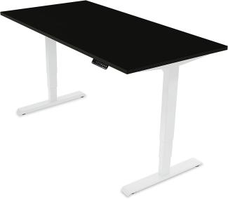 Desktopia Pro - Elektrisch höhenverstellbarer Schreibtisch / Ergonomischer Tisch mit Memory-Funktion, 5 Jahre Garantie - (Schwarz, 160x80 cm, Gestell Weiß)
