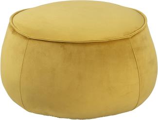 Hocker MIE Sitzkissen Pouf mit Samtstoff in gelb rund 60 cm
