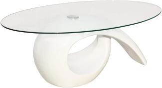 vidaXL Couchtisch mit ovaler Glasplatte Hochglanz Weiß [240431]