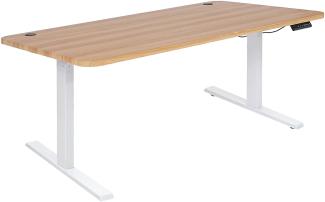 Schreibtisch HWC-D40, Computertisch, elektrisch höhenverstellbar 160x80cm 53kg ~ Eiche-Dekor, weiß