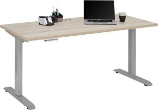 Schreibtisch "5507" aus Metall / Spanplatte in Metall platingrau - Sonoma-Eiche. Abmessungen (BxHxT) 150x120x80 cm
