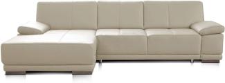CAVADORE Eckcouch Corianne / Modernes Leder-Sofa mit verstellbaren Armlehnen und Longchair / 282 x 80 x 162 / Echtleder, weiß